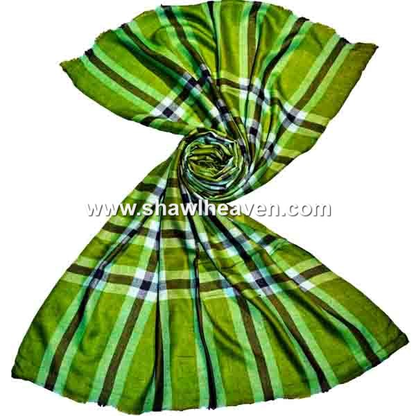 green tartan scarf/stole in pure cashmere